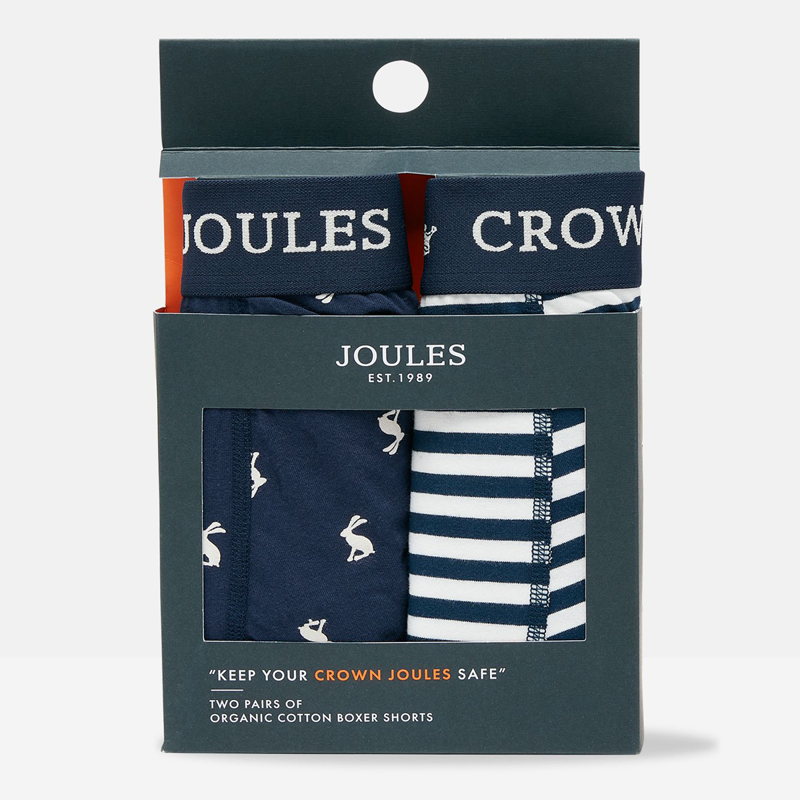 Joules Crown Joules Cotton Boxers 2 Pack - Navy Hare-1
